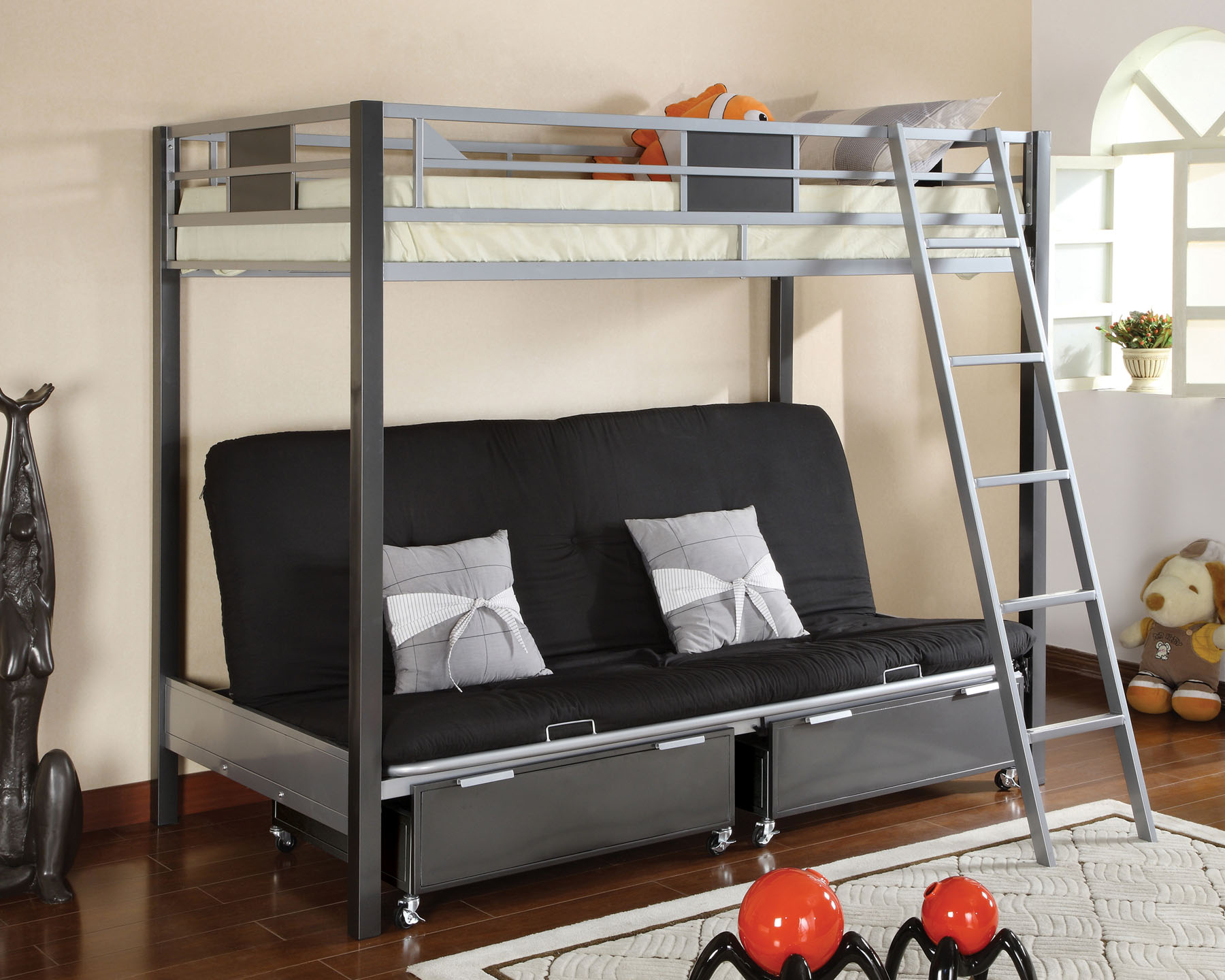 Metal Bunkbed 001011 Twin Futon Furniture Mattress Los Angeles