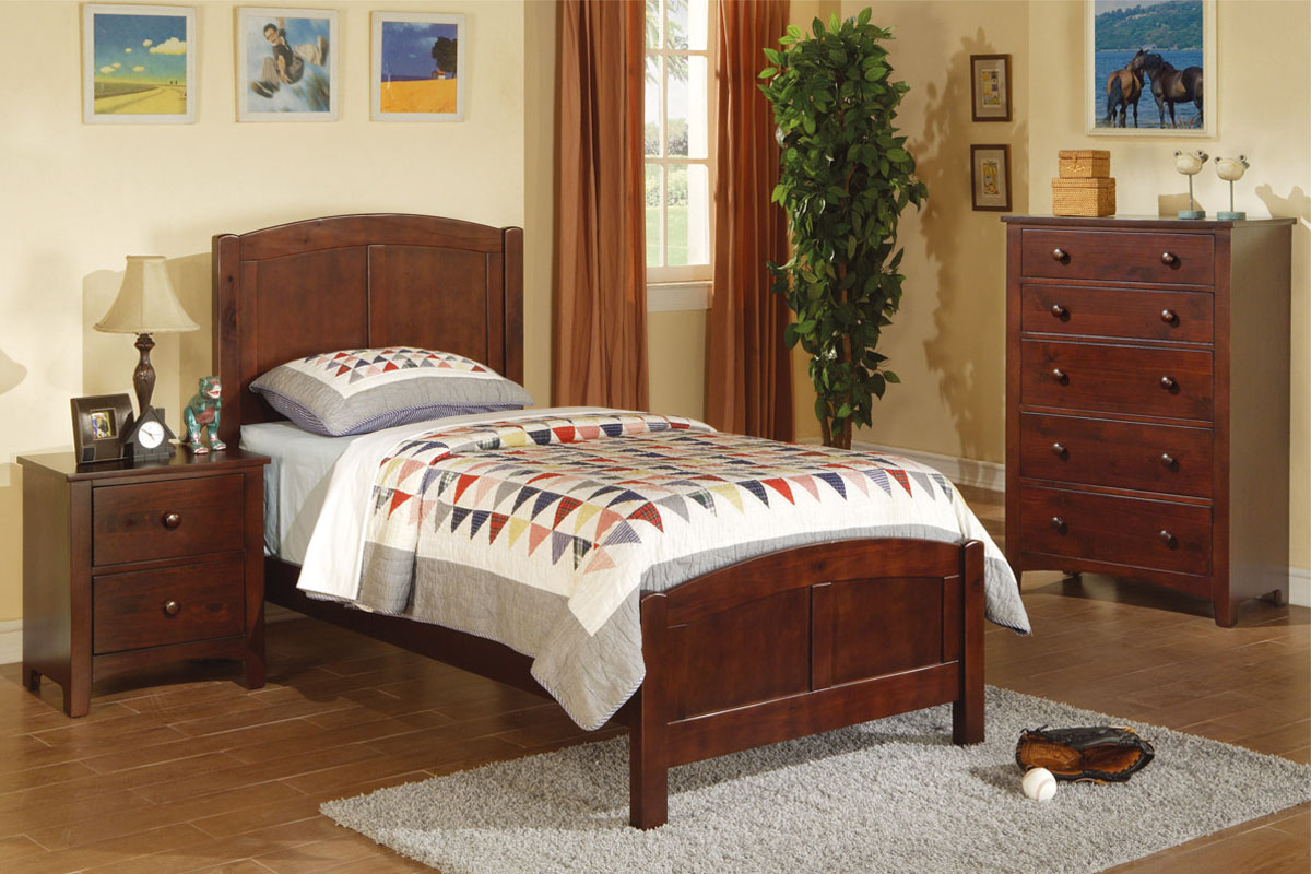 Twin Wood Bed F9208 Color Black